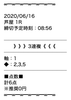 黒舟の無料予想20/06/16