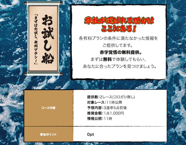 激船の無料予想について