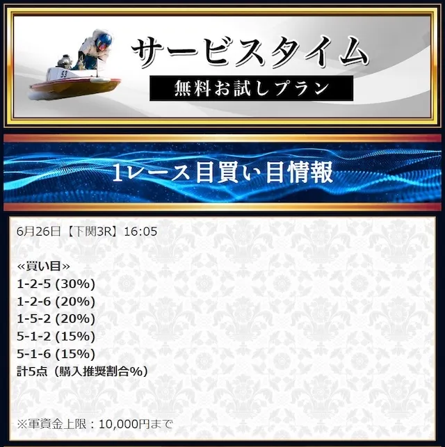 2022年6月26日競艇セントラルの無料予想