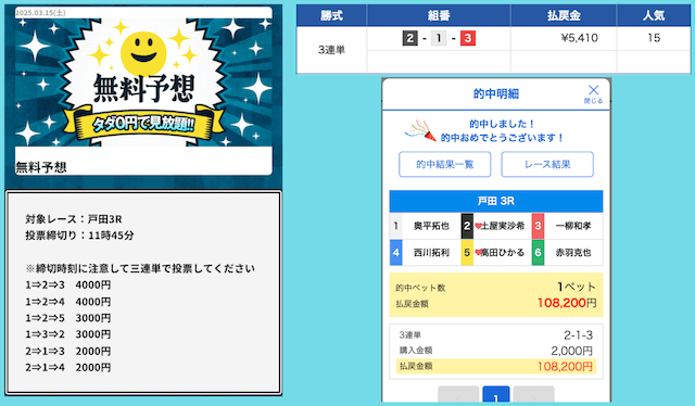幸せボートレース2025年3月15日無料予想的中