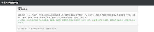 ボートレースのAI予想を提供している梅吉AI