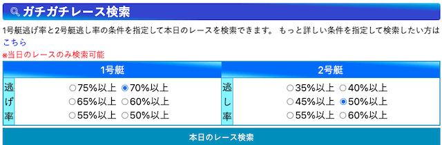 競艇日和のガチガチレース検索