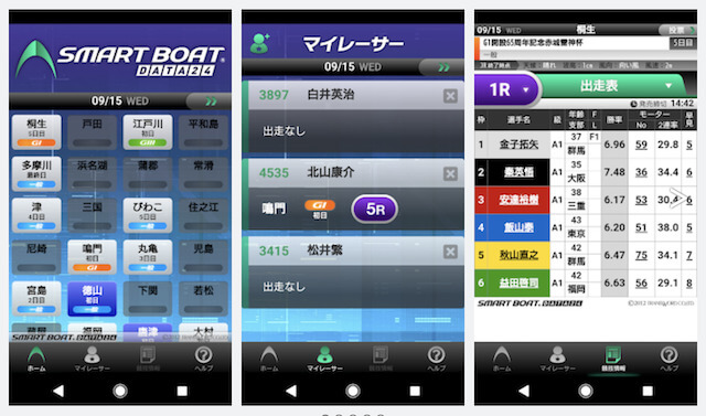 競艇の展示タイム「アプリ」画像