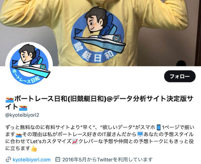 競艇日和のツイッターを紹介する画像