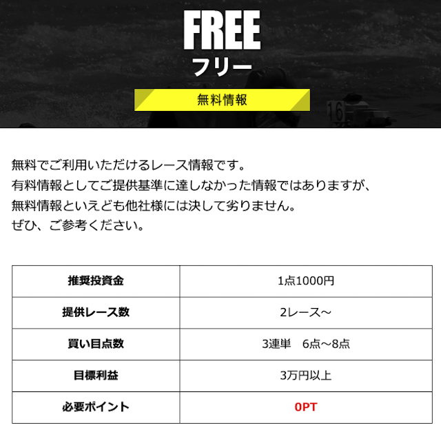 競艇ファンタジスタの無料予想の詳細