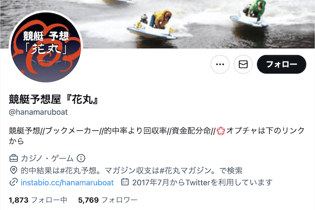 競艇予想屋花丸のTwitter画像