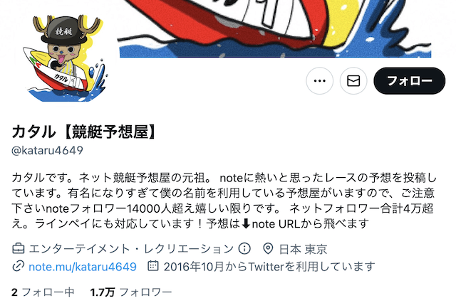 競艇予想屋カタルのTwitter画像