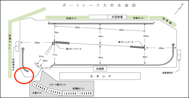 大村競艇は海水だが潮の影響は少ないことを紹介する画像