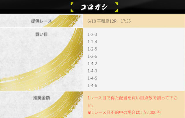 競艇道場　有料予想　2021年6月18日　2レース目