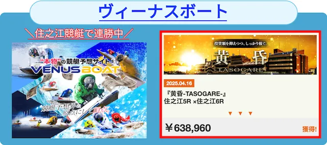 ヴィーナスボート　2025年4月16日実績