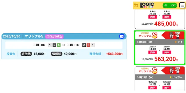 競艇ロジック オリジナルSの的中実績
