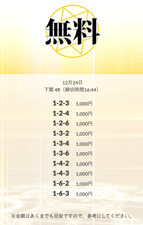 皇艇無料予想25/12/24