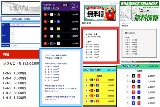 競艇予想サイトが提供した具体的な買い目一例