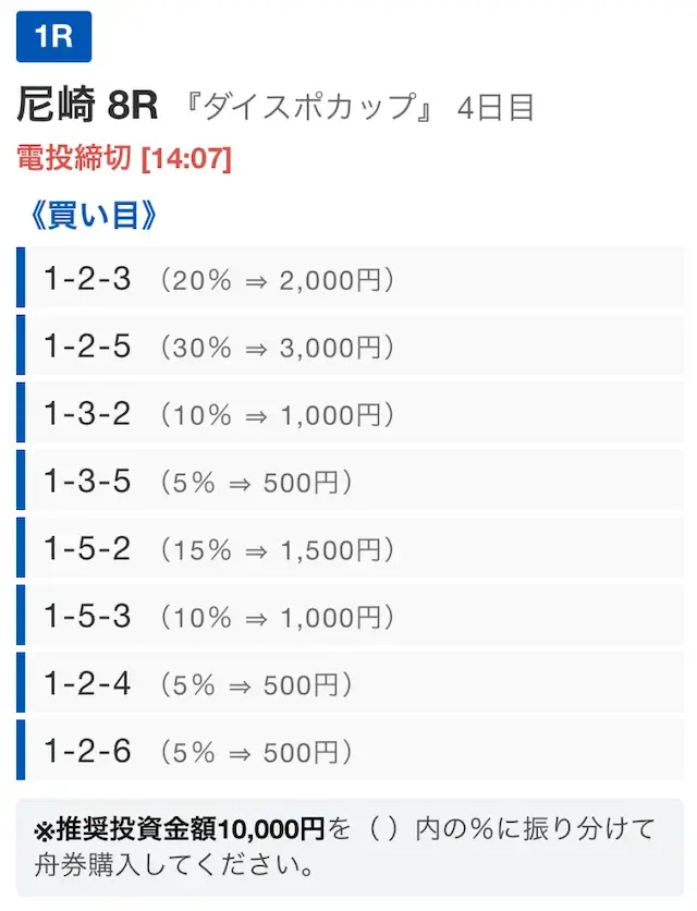 ボートプラス無料予想2026年8月3日尼崎8Rの買い目