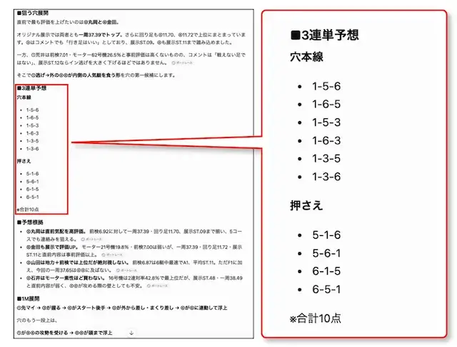 chatgpt競艇予想・穴高配当狙い型プロンプトの回答