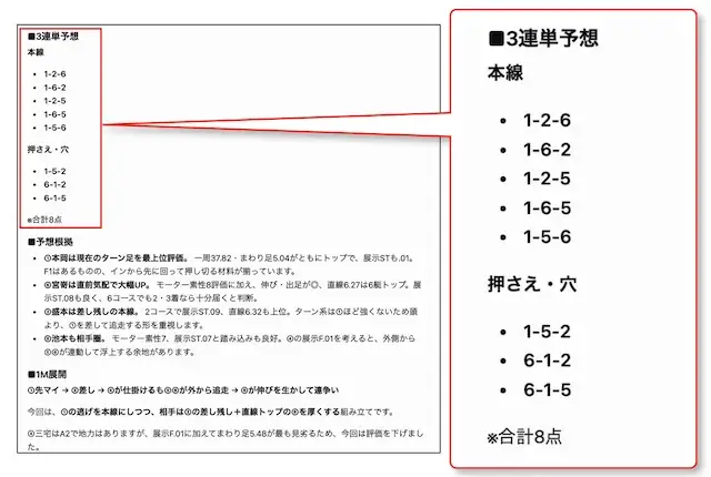 chatgpt競艇予想・バランス型プロンプトの回答