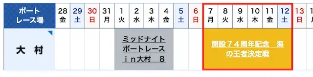 海の王座決定戦の日程2026